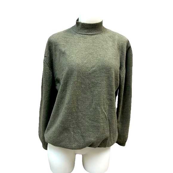 Mantles 100% Murino wool olive green khaki sweater woman’s size L - Picture 1 of 9